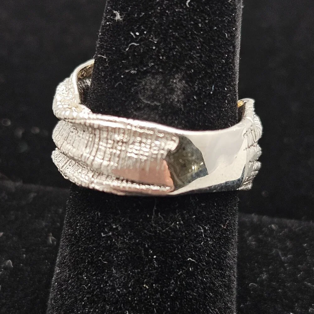 German Kabirski 925 Silver Blessing Peridot Ring sz 7.5 Gold Plated Rhodium